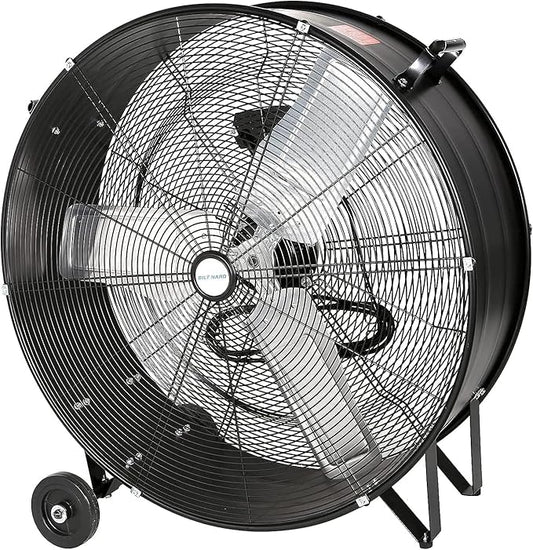 BILT HARD 30 inch High Velocity Drum Fan, 13000 CFM 2-Speed Heavy Duty Industrial Shop Fan for Garage, Warehouse, Workshop, Factory and Basement, UL Listed, Black