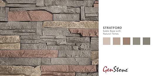 GenStone Faux Stacked Stone Panel 41" x 11.25" in Stratford Color