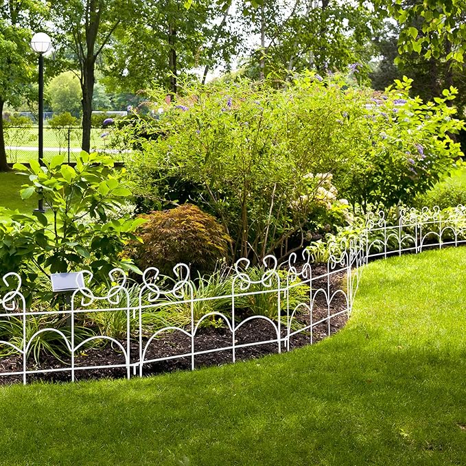 ARIFARO Decorative Garden Fence, 20 Pack, 28 ft Metal Flower Bed Border Fence, Small Garden Fence for Edging Lawn Yard Patio, No Dig Movable Panels（13" H x 17" W）