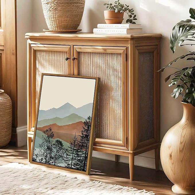 AKWISH Mountain Canvas Wall Art Set of 3, Boho Watercolor Poster Prints