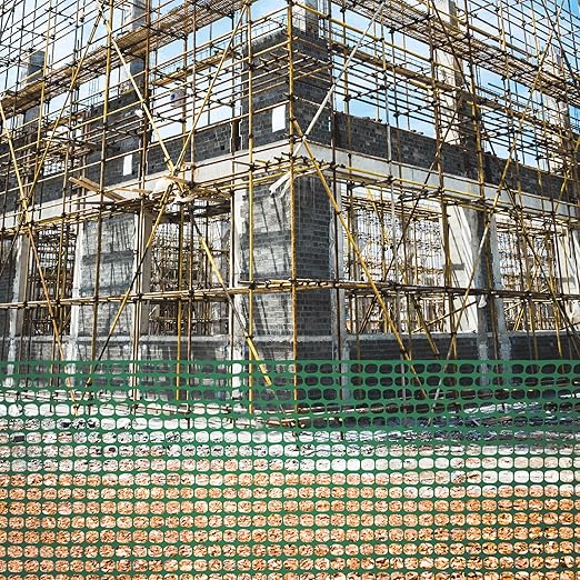 Houseables Fencing, Temporary Fence, Snow Fence, 4x100' Feet, 10.55 lb/roll, Green Plastic Fencing, Deer Netting, Plastic Mesh Roll, Safety Netting, Construction, Yard, Garden, Chicken, Dogs, Backyard