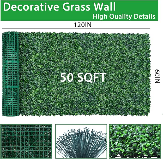 Yangrass Boxwood Roll Panels, UV-Anti Faux Boxwood Roll Grass Wall Panels