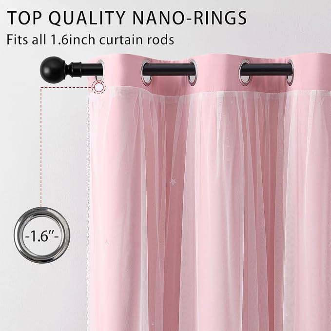 XiDi Light Pink Curtains for Bedroom, Girls Room Blackout Curtains, Kids Room