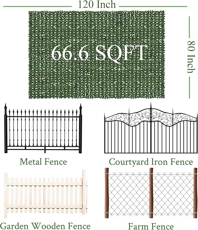 Artificial Ivy Privacy Fence Screen: 80 "x 120" Anti-Ultraviolet Artificial
