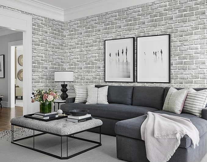 Guvana Grey Brick Wallpaper Peel and Stick Wallpaper 3D Brick Contact Paper