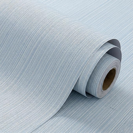 FUKU MON Light Blue Grasscloth Wallpaper Peel and Stick 24" x 394" Thickened