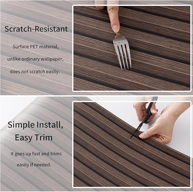 Haimin Wood Grain Slat Wall Panels Peel and Stick Faux Wood Thick Wallpaper