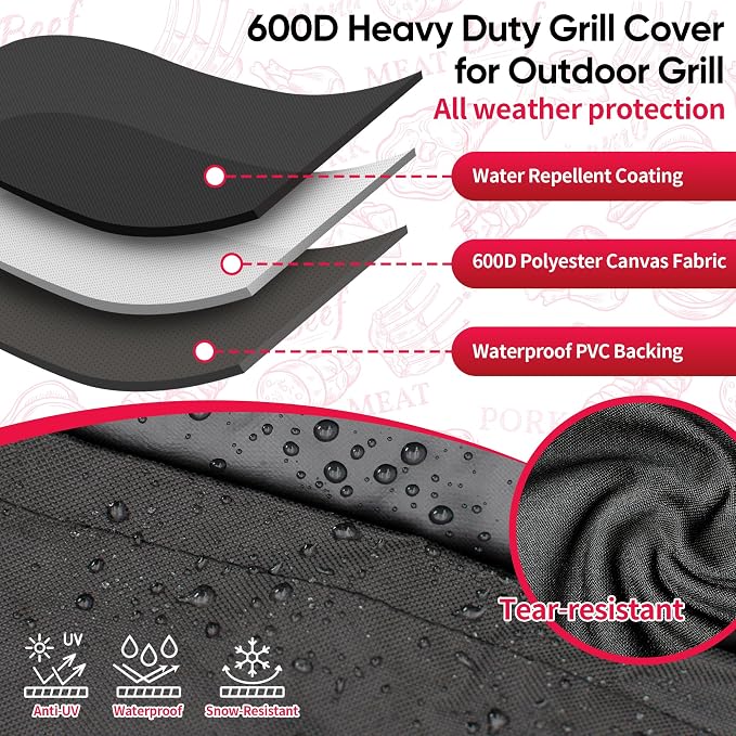 NEXCOVER Grill Cover, 30 Inch Waterproof BBQ Cover, 600D Heavy Duty Gas Grill Cover, Fade Resistant, Weather Resistant, Rip Resistant Barbecue Cover for Weber,Brinkmann, Char Broil, Holland, Jenn Air