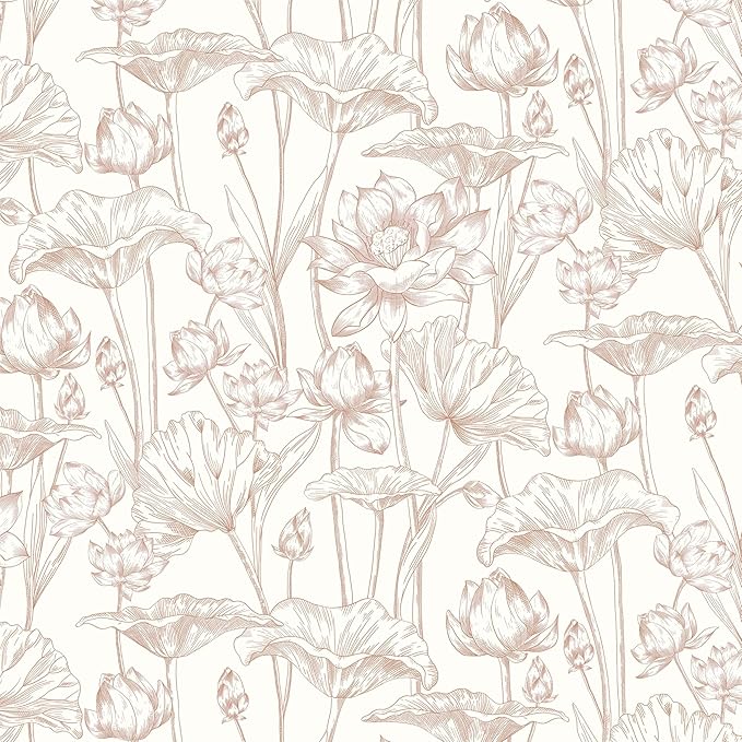 Timeet Floral Peel and Stick Wallpaper White and Pink Vintage Contact Paper 16"