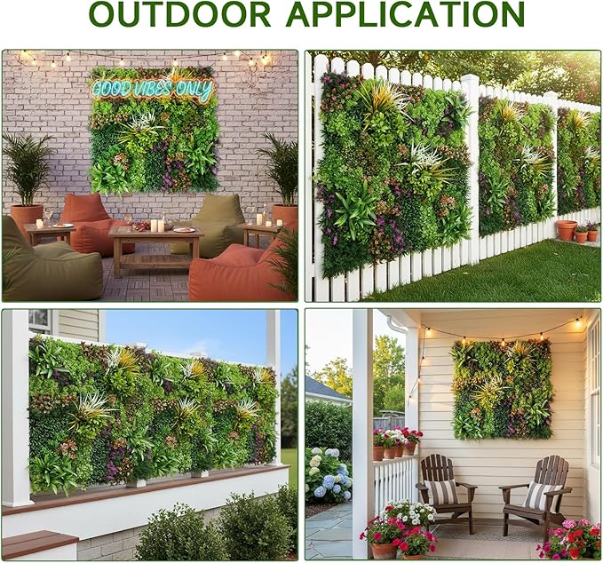 1PC 40"x 40" Artificial Grass for Wall, 3D Faux Boxwood Hedge Panels Green Wall