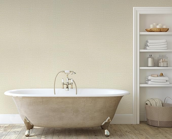 Guvana Grasscloth Peel and Stick Wallpaper Cream Textured Contact Paper Modern