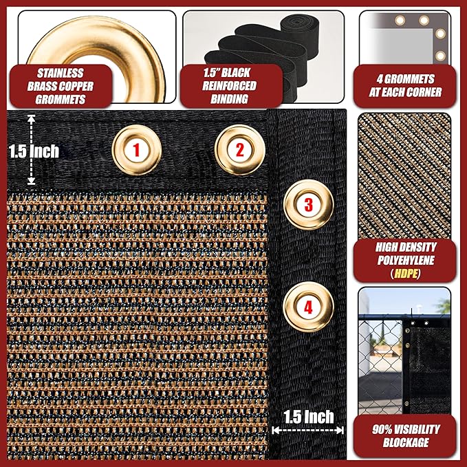 Amgo Custom Made 3' x 65' Brown Balcony Privacy Screen, Apartment Porch Railing Patio Fence Windscreen Fabric Cloth, Heavy Duty, Commercial and Residential, 90% Blockage (We Customize)