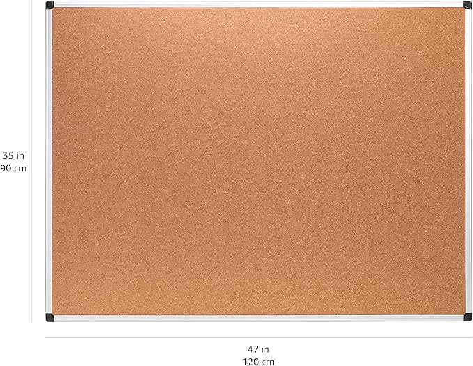 Amazon Basics Rectangular Bulletin Board, Cork Board