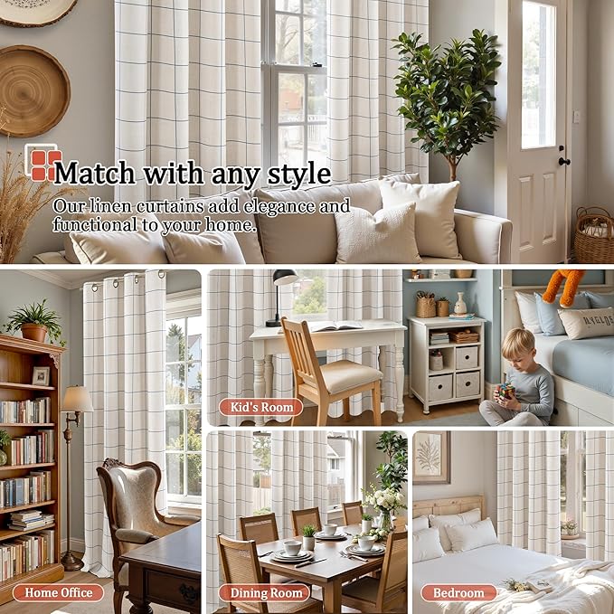 Lajode Navy Blue Linen Blackout Curtains