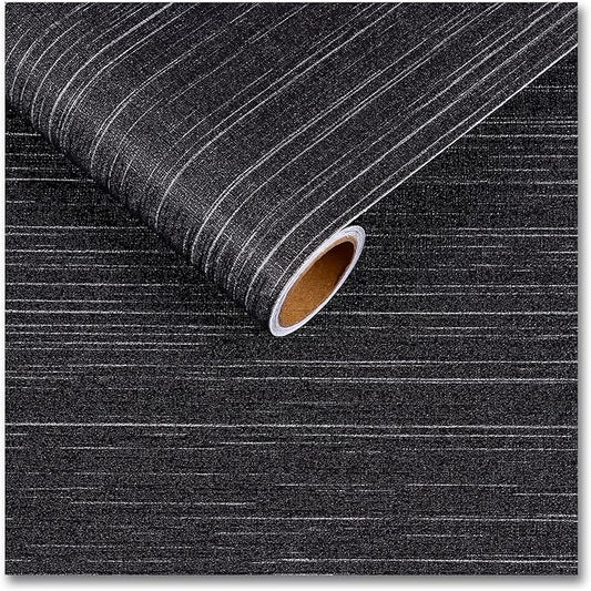 CRE8TIVE Black Grasscloth Wallpaper Peel and Stick Textured Black Wallpaper