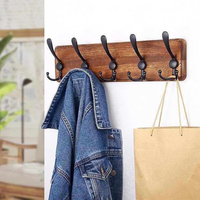 SKOLOO Rustic Wall Mounted Coat Rack: 16" Stud Spacing, Pine Real Wood Plank