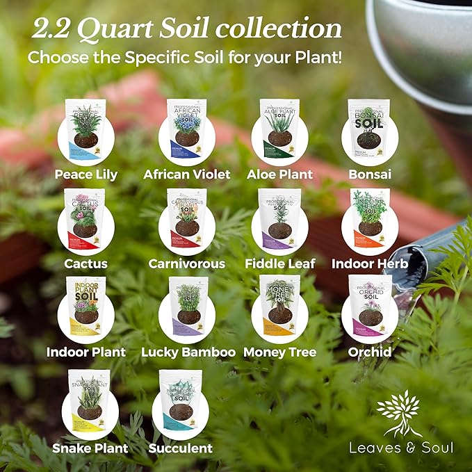Professional Peace Lily Potting Soil Mix Large 2.2 Quarts Ready to Use, Premium Nutrient-Rich Blend for Indoor Peace Lily Plants, Peat Moss Coco Coir Perlite Dolomite, Well-Draining Soil Made in USA