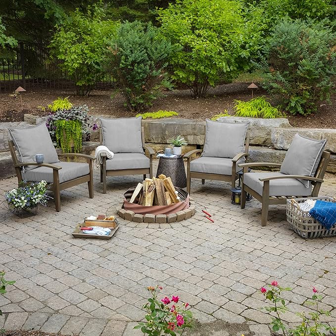 Arden Olefin Outdoor Deep Seat Cushion Set (4-Pack), 24 in x 24 in, Weather-Proof, Rain-Proof, Fade Resistant Patio Cushion for Chair, Sofa, and Couch Paloma Woven Texture
