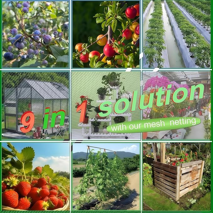 Fruit Tree Netting 6Pack 4x5 FT with Drawstring - Easy Install Plant Protection Cover, Reusable Garden Mesh Bag for Blueberry Bushes/Tomato - Blaock Birds/Insect/Squirrels