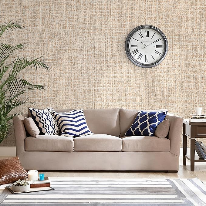 Guvana Grasscloth Peel and Stick Wallpaper Beige Textured Contact Paper Modern
