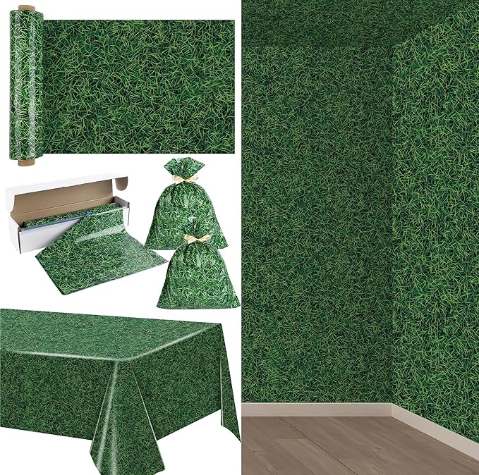 Kochorie 54 Inch x 100 Ft Grass Plastic Table Cloth Roll Disposable Waterproof