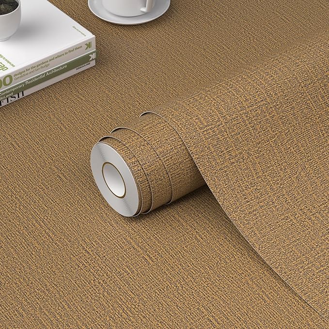 WADILE Grasscloth Peel and Stick Wallpaper 15.7in x 787.4in, Textured Contact