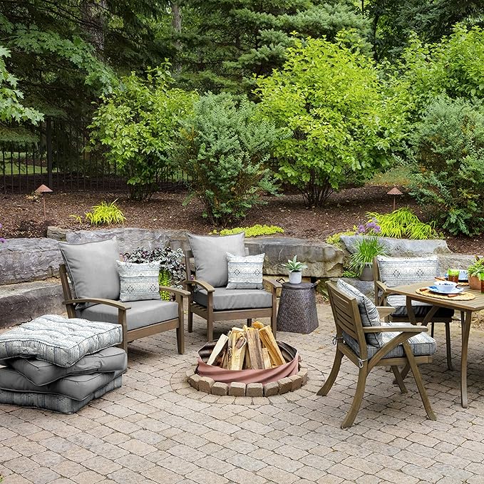 Arden Olefin Outdoor Deep Seat Cushion Set (4-Pack), 24 in x 24 in, Weather-Proof, Rain-Proof, Fade Resistant Patio Cushion for Chair, Sofa, and Couch Paloma Woven Texture