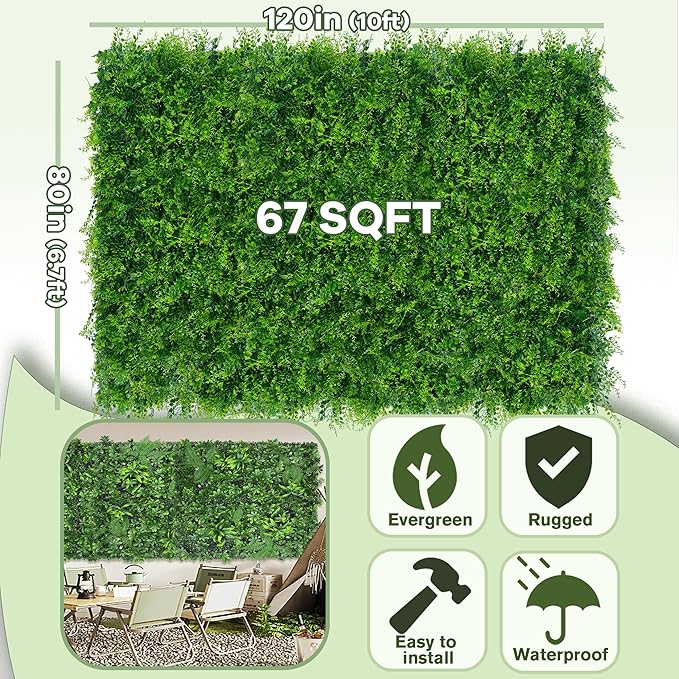 Greenery Faux Grass Wall Backdrop: 80"x120" UV-Anti Artificial Green Boxwood