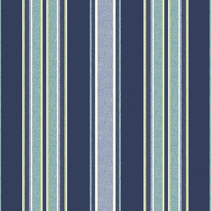 Arden Outdoor Patio Dining Chair Cushion, 20x44, Rain-Proof Seat Pad, Fade-Resistant Outdoor Cushion Sapphire Aurora Blue Stripe