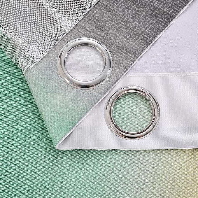 XiDi Curtains for Bedroom Decor, Rainbow GreenYellowGrey52/54/1