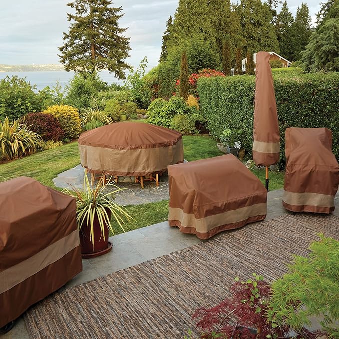 DUCKCOVERS Ultimate Water-Resistant 92 Inch Square Patio Table & Chair Set Cover, Outdoor Table Cover