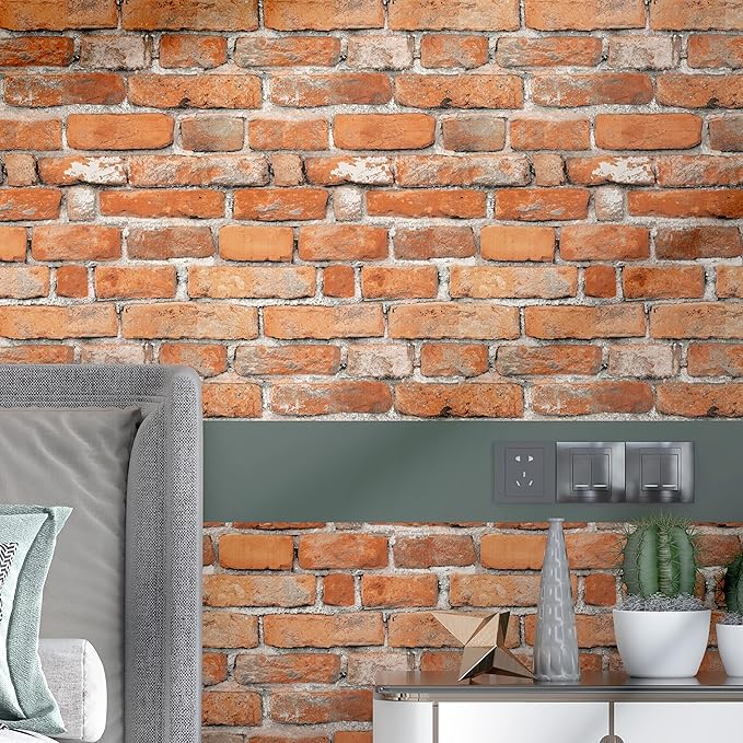 Faux Brick Peel and Stick Wallpaper 17.7" x 197" Contact Paper
