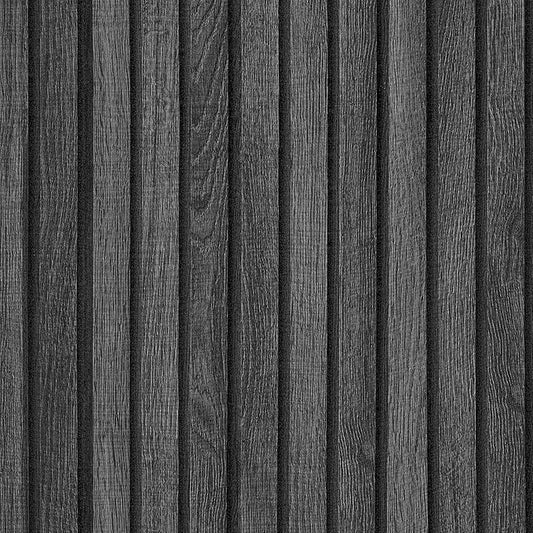 VEELIKE Charcoal Black Wood Slat Peel and Stick Wallpaper 24''x118'' Modern