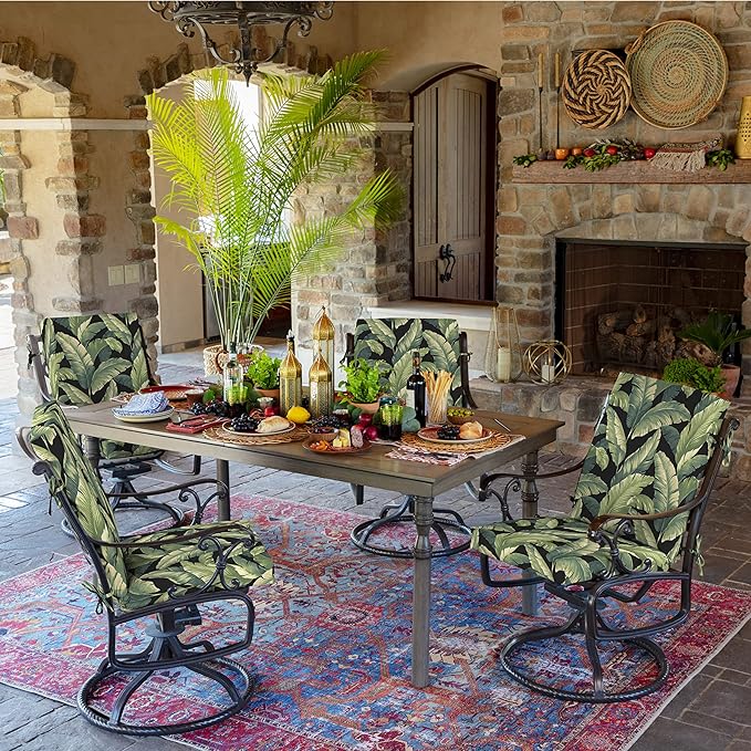 Arden Outdoor Patio Dining Chair Cushion, 20x44, Rain-Proof Seat Pad, Fade-Resistant Outdoor Cushion Onyx Cebu