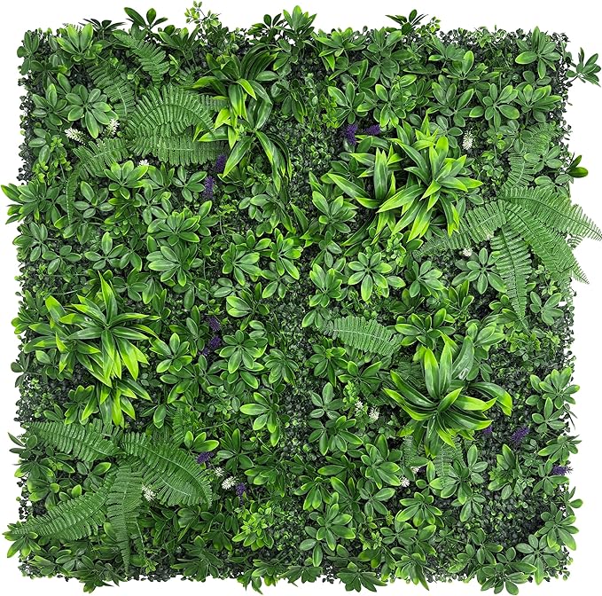 Artificial Green Boxwood Grass Wall Panels: 20"x 20" UV Protected Ivy Privacy