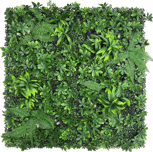 Artificial Green Boxwood Grass Wall Panels: 20"x20" UV Protected Ivy Privacy