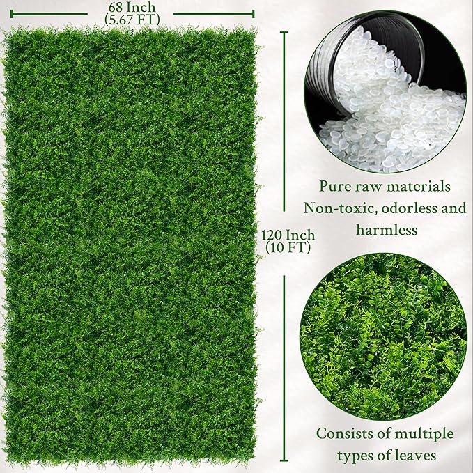 ODTORY Artificial Plants Hedge Wall Panels：68x120 Inch UV-Anti Greenery Boxwood