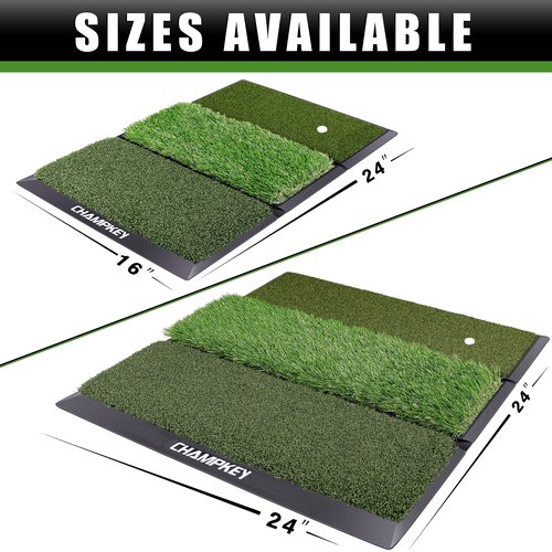 CHAMPKEY Professional Tri-Turf Golf Hitting Mat | Heavy Duty Rubber Backing Practice Mat Ideal for Indoor and Outdoor Training