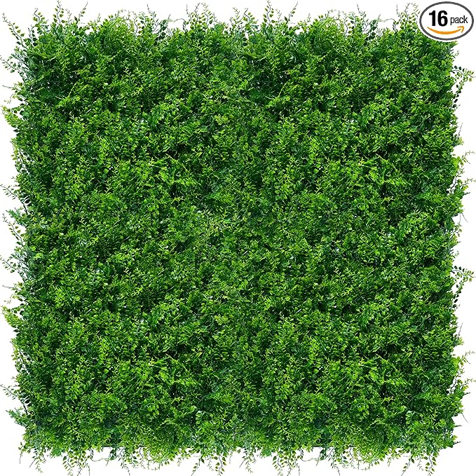 ODTORY Artificial Plants Hedge Wall Panels：20x20 Inch 16P UV-Anti Greenery