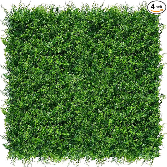 ODTORY Artificial Plants Hedge Wall Panels：20x20 Inch 4P UV-Anti Greenery