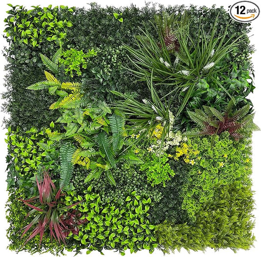 Artificial Grass Wall Boxwood Plant Panel: 20"x20" UV Resistant Green Leaves