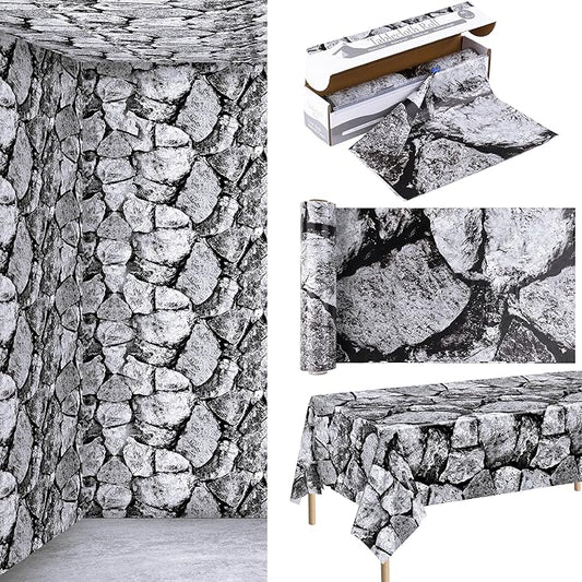 Kochorie 100 Ft X 54 Inch Halloween Stone Wall Tablecloth Roll