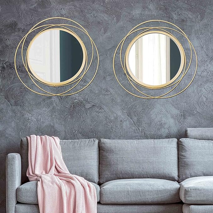 2 Set. Circle Mirrors for Wall Decor for Living Room Bedroom Bathroom Entryway
