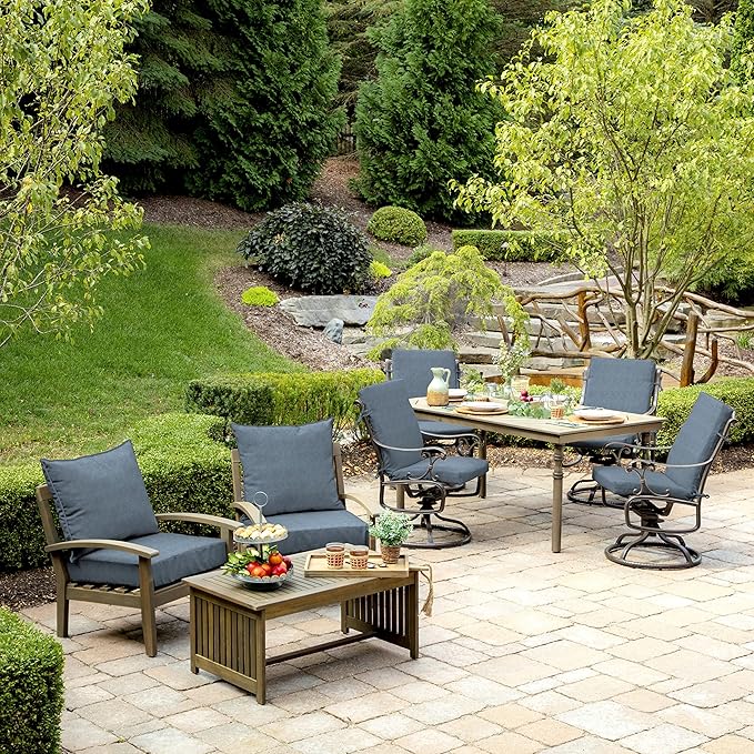 Arden Olefin Outdoor Deep Seat Cushion Set (4-Pack), 24 in x 24 in, Weather-Proof, Rain-Proof, Fade Resistant Patio Cushion for Chair, Sofa, and Couch Denim Alair