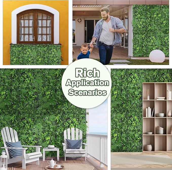 Artificial Green Boxwood Grass Wall Roll: 72"x128" UV Protected Ivy Privacy