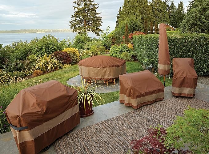 DUCKCOVERS Ultimate Water-Resistant 92 Inch Square Patio Table & Chair Set Cover, Outdoor Table Cover
