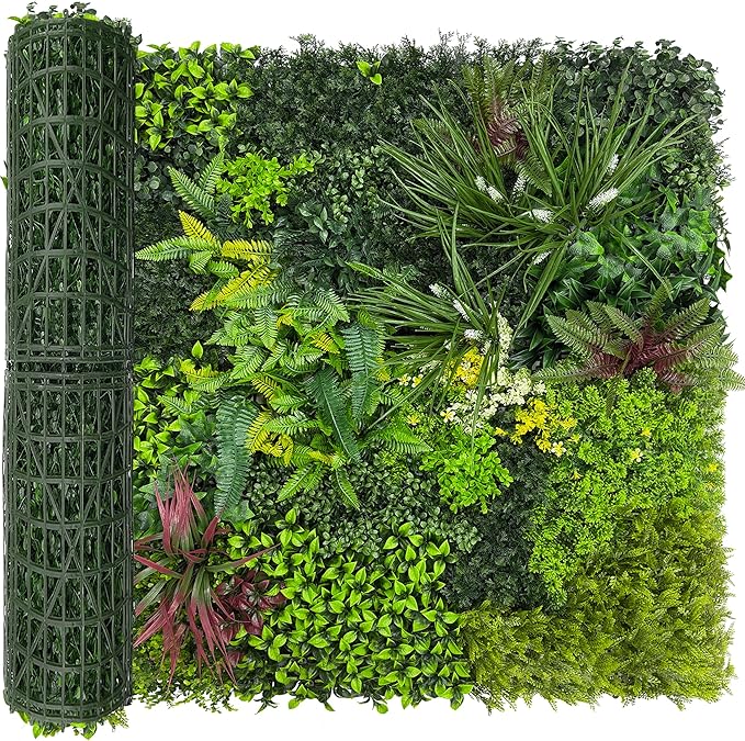 Artificial Plant Wall Boxwood Roll: 48"x120" UV Resistant Green Leaves Faux