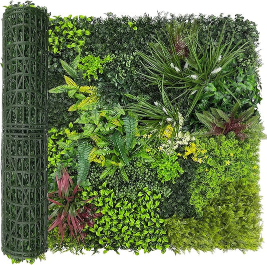 Artificial Plant Wall Boxwood Roll: 48"x120" UV Resistant Green Leaves Faux