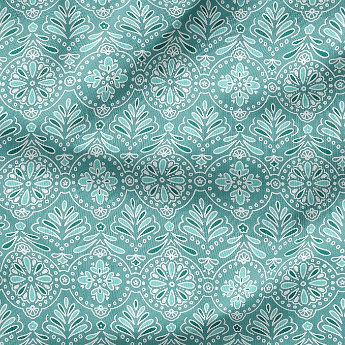 Arden Outdoor Foam Deep Seat Cushion Set (2-Pack), 24x24, Premium High-Density Foam, Never Flattens, Weather-Proof for Patio Chair Sofa Couch, Turquoise Daphne Medallion