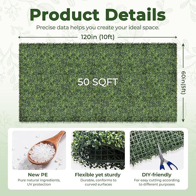Artificial Boxwood Backdrop Roll: 60"x120" UV-Anti Greenery Faux Grass Hedge